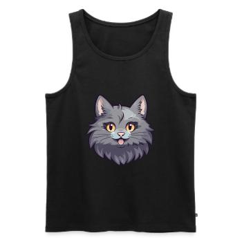 Nebelung Katze Karikatur Aquarell Illustration - Männer Premium Bio Tank Top - Schwarz - Vorne - Michal (187cm)