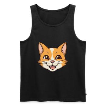 German Rex Cat Cartoon Watercolor Illustration - Men's Premium Organic Tank Top - black - Front - Michal (187cm)
