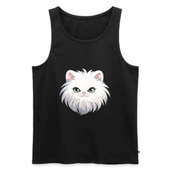 Weiße Langhaar Perserkatze Karikatur Aquarell Kunst - Männer Premium Bio Tank Top - Schwarz - Vorne - Michal (187cm)