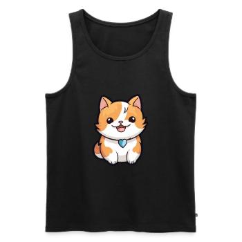 Munchkin Katze Cartoon Aquarell Illustration - Männer Premium Bio Tank Top - Schwarz - Vorne - AI Model Male 178 light (178cm)