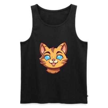 Havanna Braune Katze Karikatur Aquarell Illustration - Männer Premium Bio Tank Top - Schwarz - Vorne - AI Model Male 178 light (178cm)