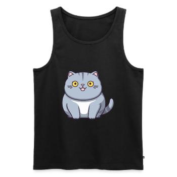Britisch Kurzhaar Katze Karikatur Aquarell Clipart - Männer Premium Bio Tank Top - Schwarz - Vorne - Michal (187cm)