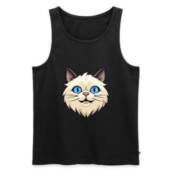 Birma Heilige Katze Karikatur Aquarell Illustration - Männer Premium Bio Tank Top - Schwarz - Vorne - AI Model Male 178 light (178cm)