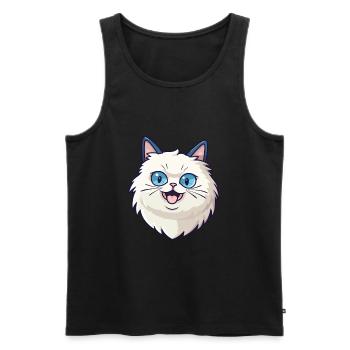 Illustration d’aquarelle de dessin animé de chat de Birmanie - Débardeur bio Premium Homme - noir - Devant - Michal (187cm)