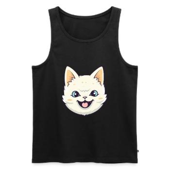 Asian Cat Colorful Cartoon Watercolor Illustration - Men's Premium Organic Tank Top - black - Front - Michal (187cm)