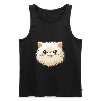 Chat britannique à poil long dessin animé aquarelle Clipart - Débardeur bio Premium Homme - noir - Devant - Michal (187cm)