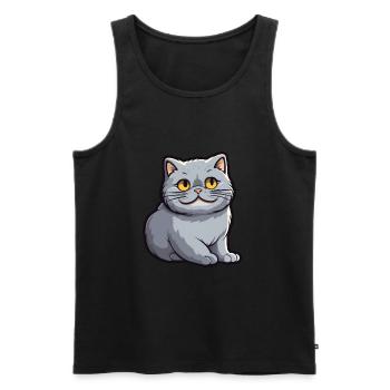 Britische Falte Kurzhaar Katze Karikatur Aquarell Kunst - Männer Premium Bio Tank Top - Schwarz - Vorne - Michal (187cm)