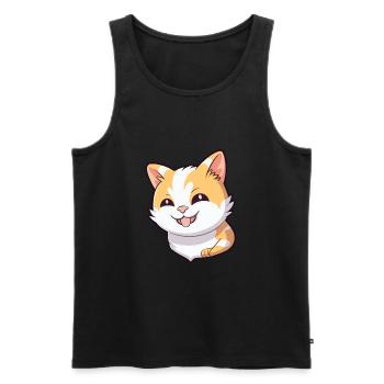 Japanisch Bobtail Katze Karikatur Aquarell Clipart - Männer Premium Bio Tank Top - Schwarz - Vorne - Michal (187cm)