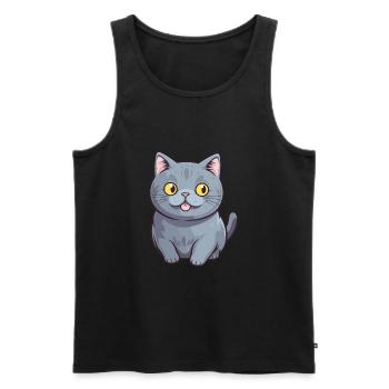 Britisch Kurzhaar Katze Karikatur Aquarell Clipart - Männer Premium Bio Tank Top - Schwarz - Vorne - Michal (187cm)