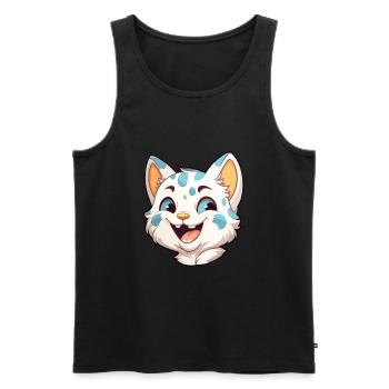 Australische gefleckte Nebelkatze Karikatur Aquarell Kunst - Männer Premium Bio Tank Top - Schwarz - Vorne - AI Model Male 178 light (178cm)