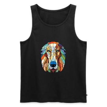 Russe Wolfhound chien race aquarelle colorée - Débardeur bio Premium Homme - noir - Devant - Michal (187cm)