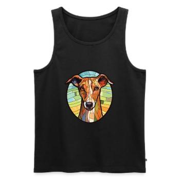 Lurcher Dog Breed Colorful Watercolor Illustration - Men's Premium Organic Tank Top - black - Front - AI Model Male 178 light (178cm)