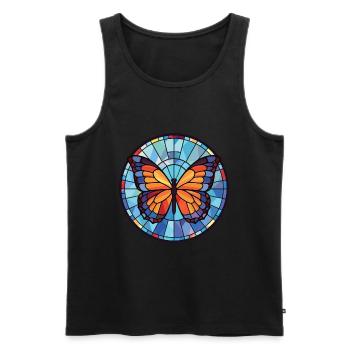 Schmetterling bunte Aquarell Tier Illustration - Männer Premium Bio Tank Top - Schwarz - Vorne - AI Model Male 178 light (178cm)