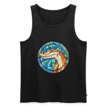 Alligator buntes Aquarell Tier Illustration - Männer Premium Bio Tank Top - Schwarz - Vorne - AI Model Male 178 light (178cm)