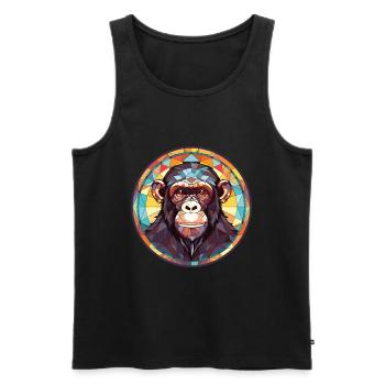 Schimpanse bunte Aquarell-Tierillustration - Männer Premium Bio Tank Top - Schwarz - Vorne - AI Model Male 178 light (178cm)