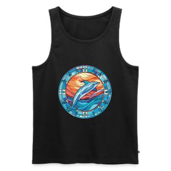 Dolphin Colorful Watercolor Animal Illustration - Men's Premium Organic Tank Top - black - Front - AI Model Male 178 light (178cm)