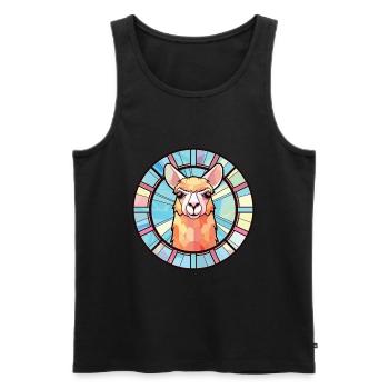 Alpaca Colorful Watercolor Animal Pet Illustration - Men's Premium Organic Tank Top - black - Front - Michal (187cm)