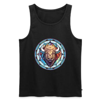 Bison Colorful Watercolor Animal Pet Illustration - Men's Premium Organic Tank Top - black - Front - AI Model Male 178 light (178cm)