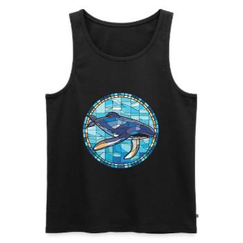 Blue Whale Colorful Watercolor Animal Illustration - Men's Premium Organic Tank Top - black - Front - AI Model Male 178 light (178cm)