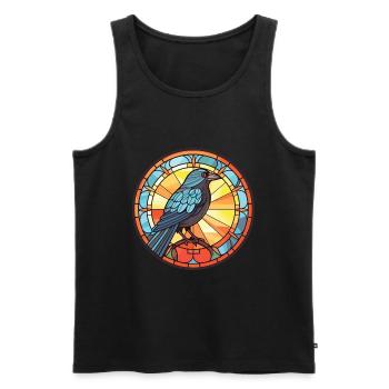 Corbeau Coloré Aquarelle Animal Animal De Compagnie Illustration - Débardeur bio Premium Homme - noir - Devant - Michal (187cm)