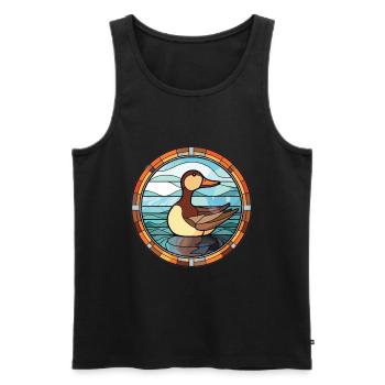 Bunte Aquarell-Tierhaustierillustration der Ente - Männer Premium Bio Tank Top - Schwarz - Vorne - AI Model Male 178 light (178cm)