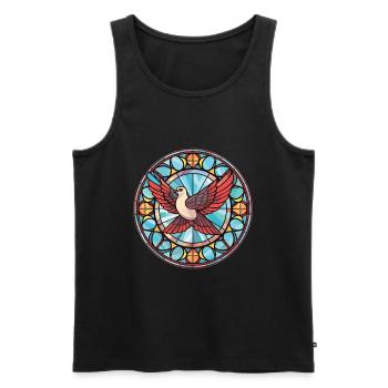 Taube bunte Aquarell-Tier-Haustier-Illustration - Männer Premium Bio Tank Top - Schwarz - Vorne - Michal (187cm)