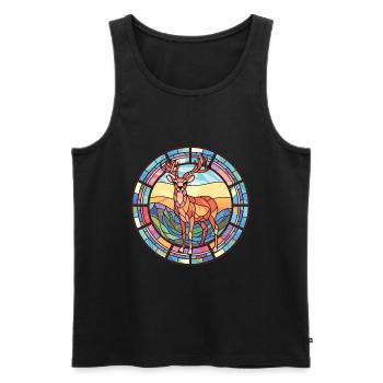 Cerf aquarelle colorée Animal animal de compagnie Illustration - Débardeur bio Premium Homme - noir - Devant - Michal (187cm)