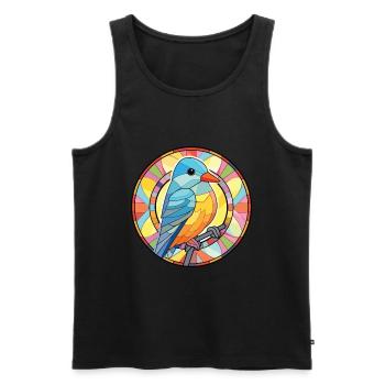 Oiseau Aquarelle Colorée Animal Illustration D’animaux De Compagnie - Débardeur bio Premium Homme - noir - Devant - Michal (187cm)