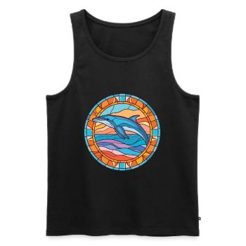 Dolphin Colorful Watercolor Animal Illustration - Men's Premium Organic Tank Top - black - Front - AI Model Male 178 light (178cm)