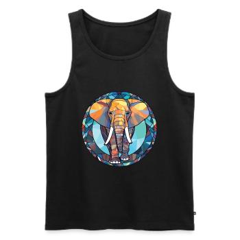 Elefant buntes Aquarell Tier Illustration - Männer Premium Bio Tank Top - Schwarz - Vorne - Michal (187cm)