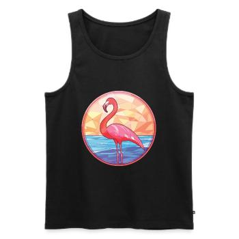 Flamingo Buntes Aquarell Tier Illustration - Männer Premium Bio Tank Top - Schwarz - Vorne - Michal (187cm)