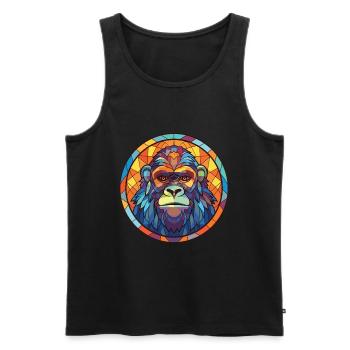 Gorille coloré aquarelle Animal Illustration - Débardeur bio Premium Homme - noir - Devant - AI Model Male 178 light (178cm)