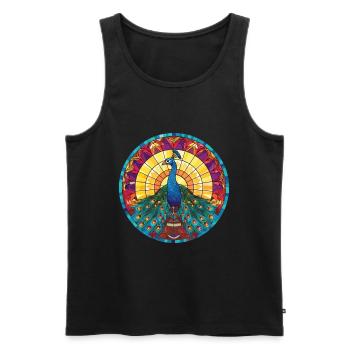Bunte Aquarell-Tierillustration des Pfaus - Männer Premium Bio Tank Top - Schwarz - Vorne - Michal (187cm)