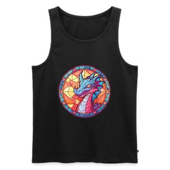 Drache Buntes Aquarell Tier Haustier Illustration - Männer Premium Bio Tank Top - Schwarz - Vorne - AI Model Male 178 light (178cm)