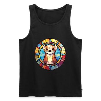 Frettchen buntes Aquarell Tier Haustier Illustration - Männer Premium Bio Tank Top - Schwarz - Vorne - AI Model Male 178 light (178cm)