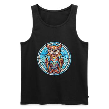 Eule buntes Aquarell Tier Haustier Illustration - Männer Premium Bio Tank Top - Schwarz - Vorne - Michal (187cm)