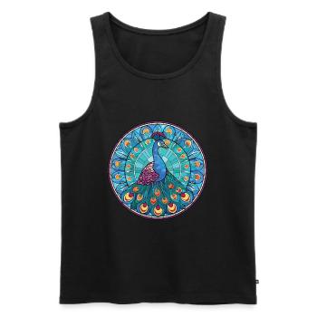 Bunte Aquarell-Tierillustration des Pfaus - Männer Premium Bio Tank Top - Schwarz - Vorne - Michal (187cm)