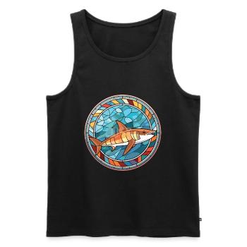 Requin Coloré Aquarelle Animal Animal Illustration - Débardeur bio Premium Homme - noir - Devant - Michal (187cm)