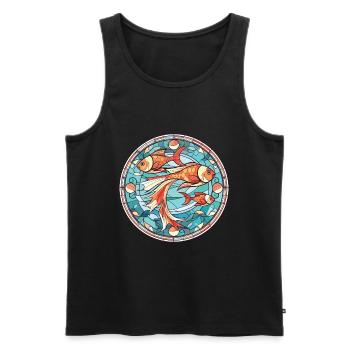 Fish Colorful Watercolor Animal Pet Illustration - Men's Premium Organic Tank Top - black - Front - AI Model Male 178 light (178cm)