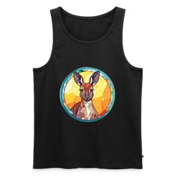 Kangourou coloré aquarelle Animal Illustration - Débardeur bio Premium Homme - noir - Devant - AI Model Male 178 light (178cm)