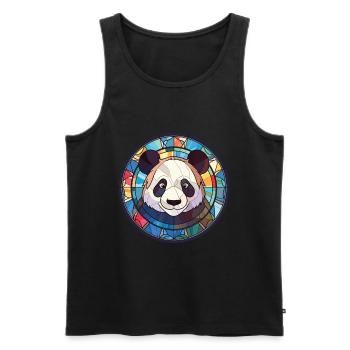 Panda Colorful Watercolor Animal Pet Illustration - Men's Premium Organic Tank Top - black - Front - Michal (187cm)