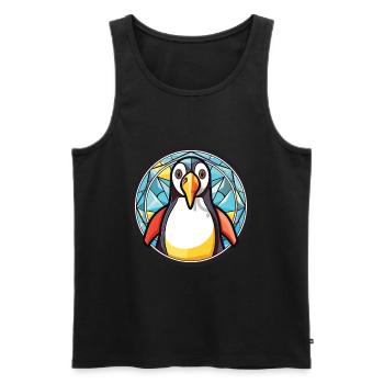 Penguin Colorful Watercolor Animal Illustration - Men's Premium Organic Tank Top - black - Front - Michal (187cm)