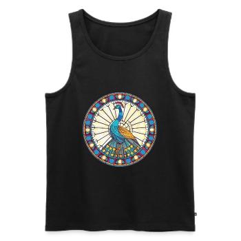 Bunte Aquarell-Tierillustration des Pfaus - Männer Premium Bio Tank Top - Schwarz - Vorne - Michal (187cm)
