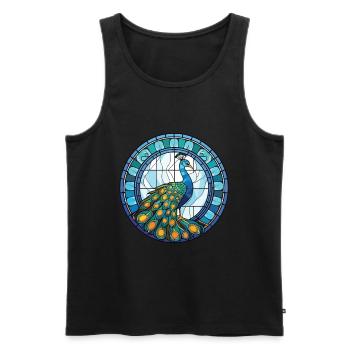 Bunte Aquarell-Tierillustration des Pfaus - Männer Premium Bio Tank Top - Schwarz - Vorne - Michal (187cm)
