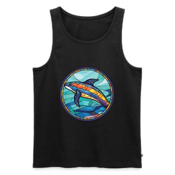 Bunte Aquarell-Tierhaustierillustration des Wals - Männer Premium Bio Tank Top - Schwarz - Vorne - AI Model Male 178 light (178cm)