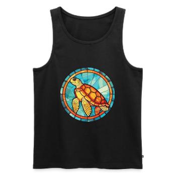 Turtle Colorful Watercolor Animal Pet Illustration - Men's Premium Organic Tank Top - black - Front - AI Model Male 178 light (178cm)