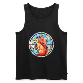 Squirrel Colorful Watercolor Animal Illustration - Men's Premium Organic Tank Top - black - Front - AI Model Male 178 light (178cm)