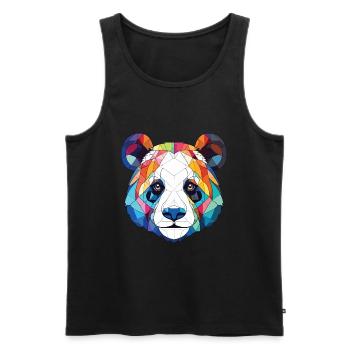 Panda Colorful Watercolor Animal Pet Illustration - Men's Premium Organic Tank Top - black - Front - Michal (187cm)