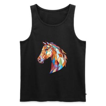 Pferd buntes Aquarell Tier Haustier Illustration - Männer Premium Bio Tank Top - Schwarz - Vorne - Michal (187cm)