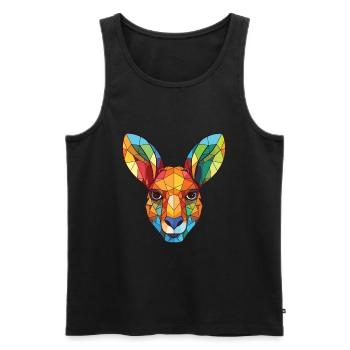Kangourou coloré aquarelle Animal Illustration - Débardeur bio Premium Homme - noir - Devant - AI Model Male 178 light (178cm)